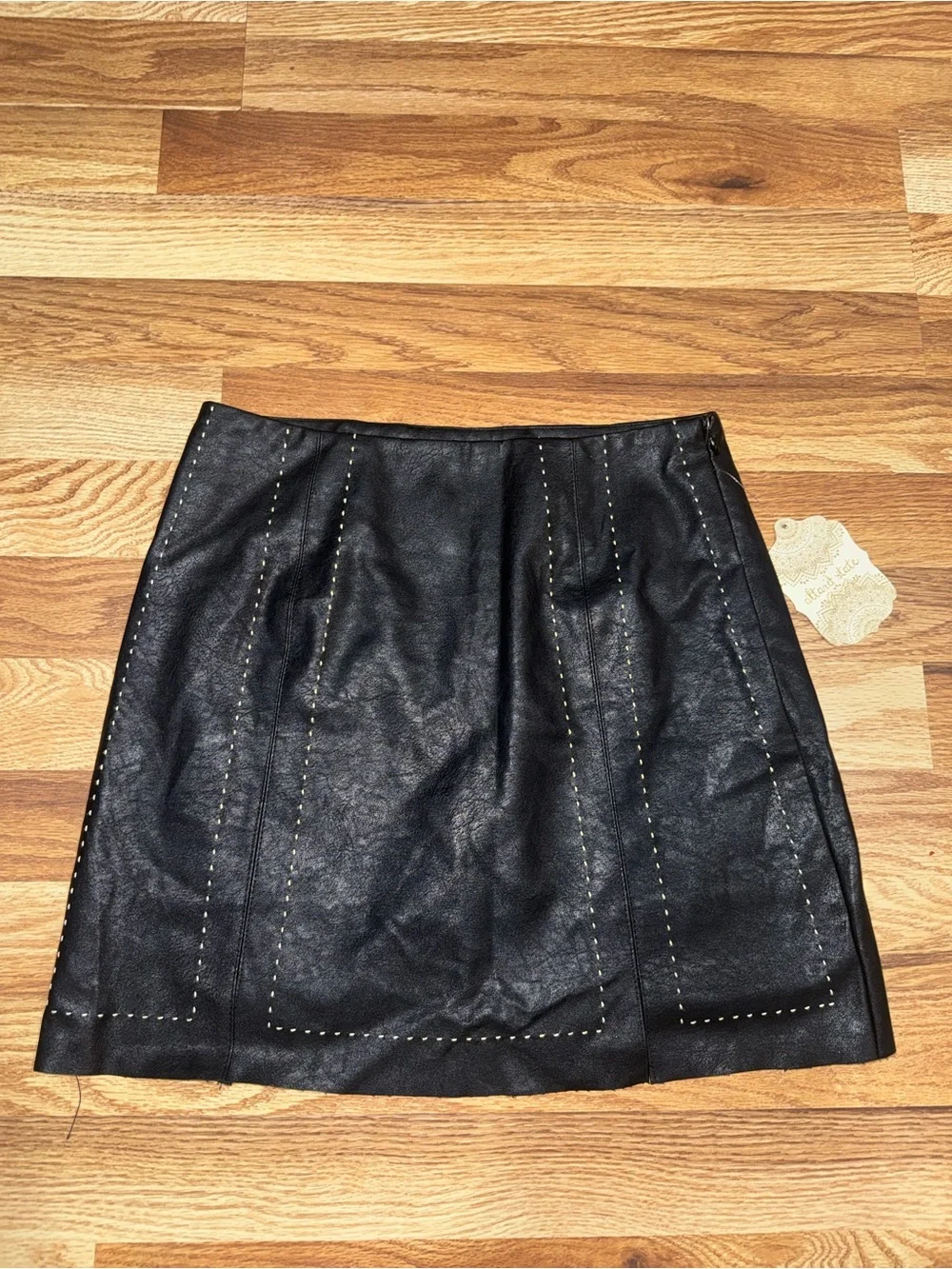 Altar'd State Black Faux Leather Zip Mini Skirt Lined Women’s Size XS